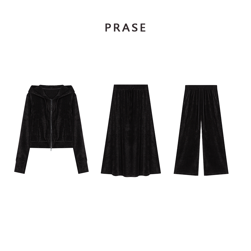 PRASE-VIP回馈-杨秀场美学】微胖轻奢女气质时尚丝绒套装LD408C96