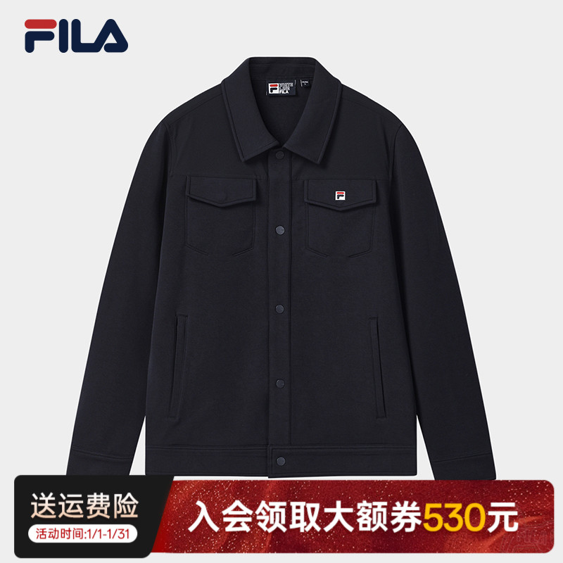 FILA斐乐【保暖空气层夹克】秋冬季男翻领休闲外套百搭F11M548506F