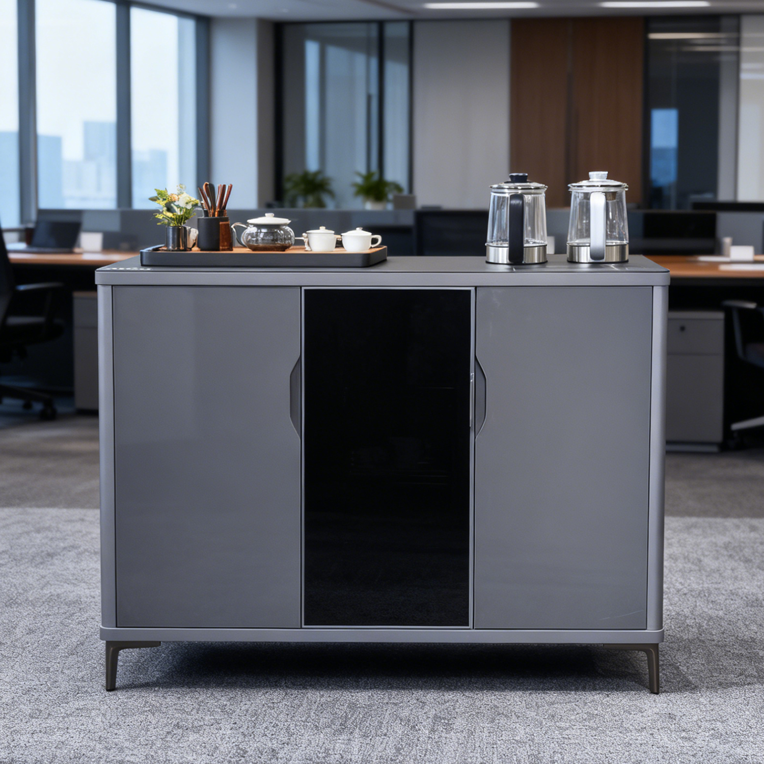 2025新款智能实木茶吧机带冰箱柜子一体冷藏冷冻消毒柜饮水餐边柜