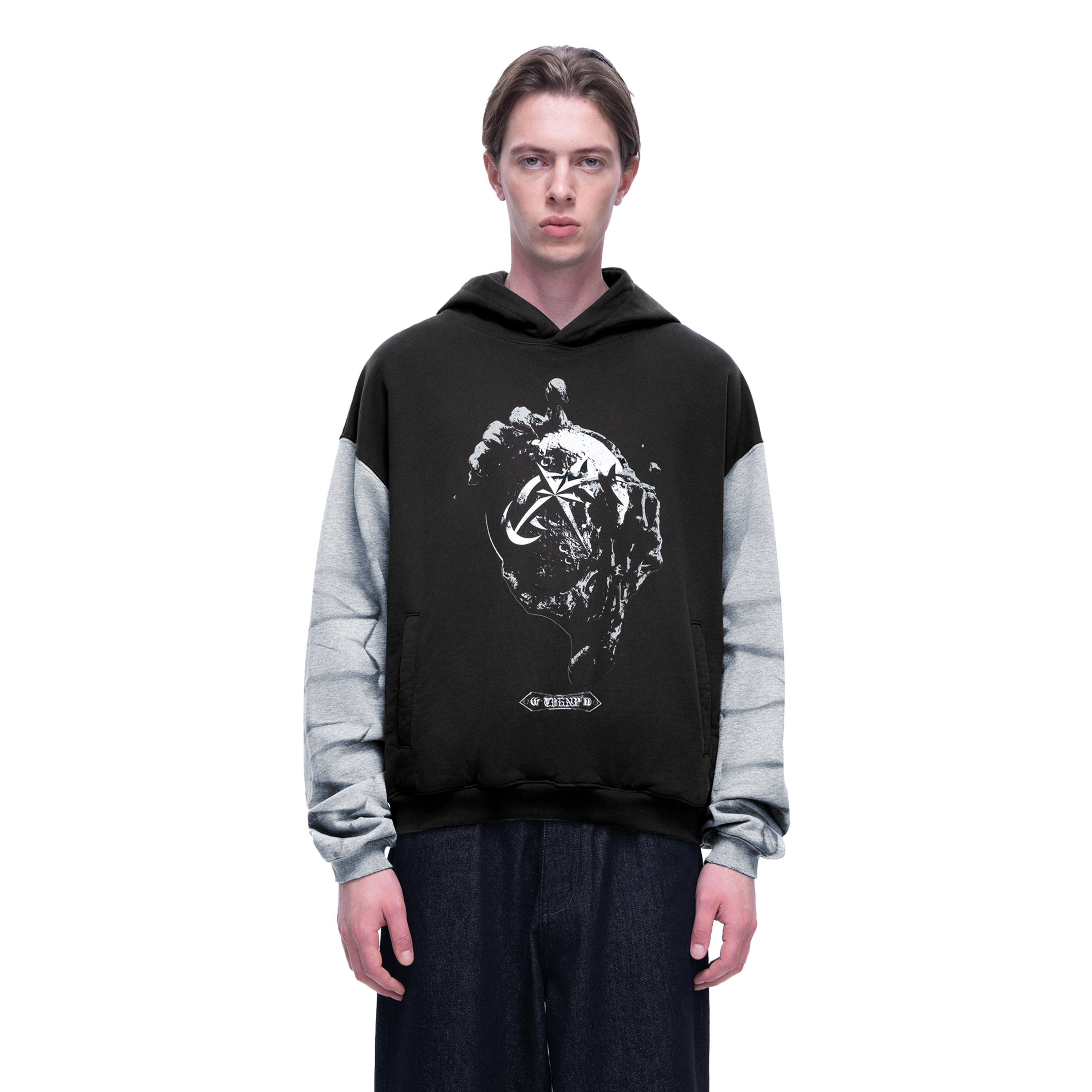 TBHNP  曙光辉月水洗印花破坏帽衫