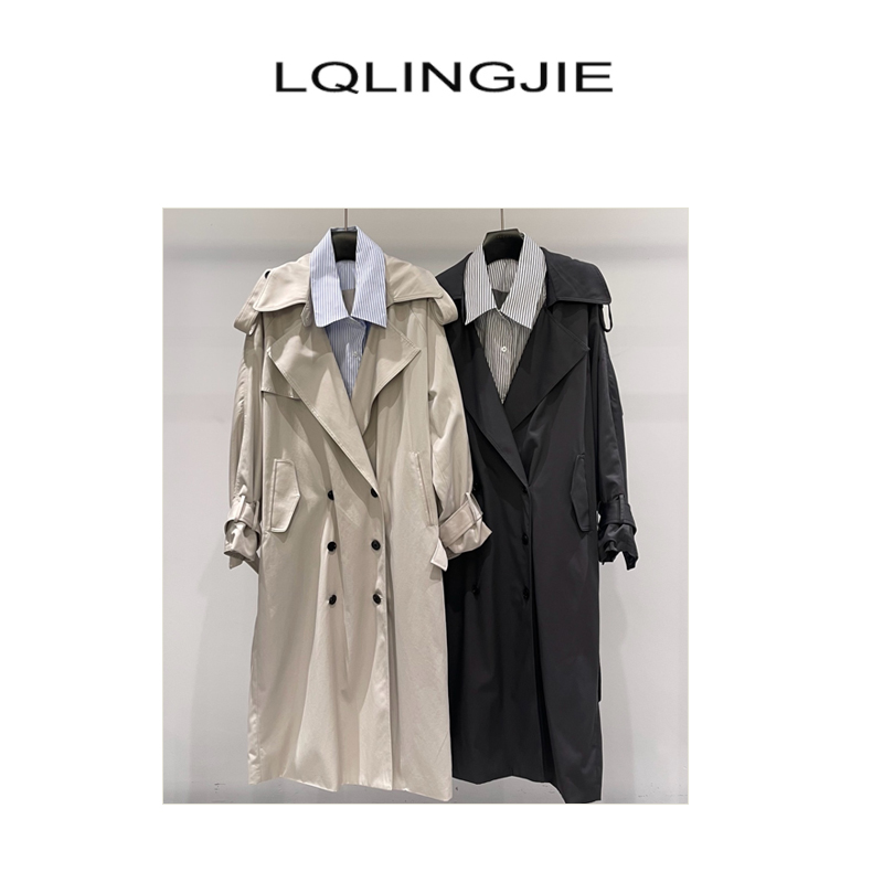 LQLINGJIE 高个子假两件时尚款风衣81110
