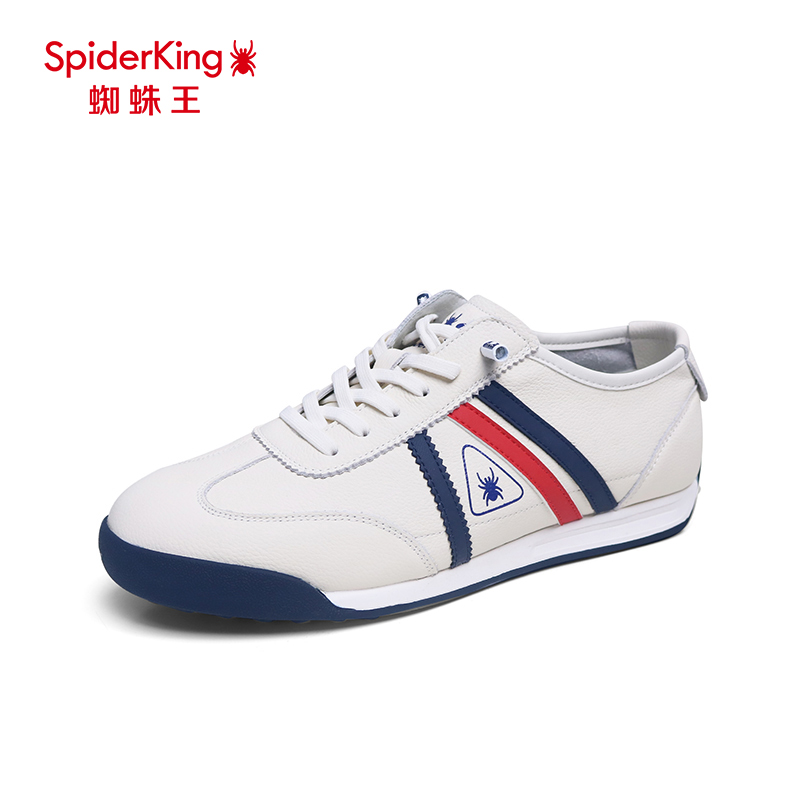 蜘蛛王男鞋新款拼接透气板鞋百搭软底德训鞋运动休闲平底阿甘鞋