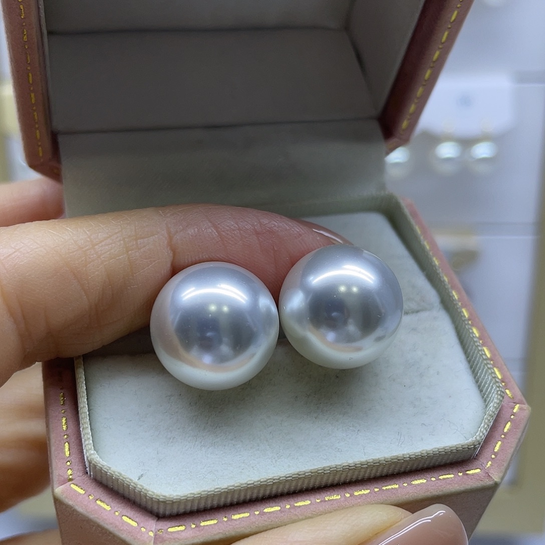 银S925镶嵌淡水珍珠耳饰