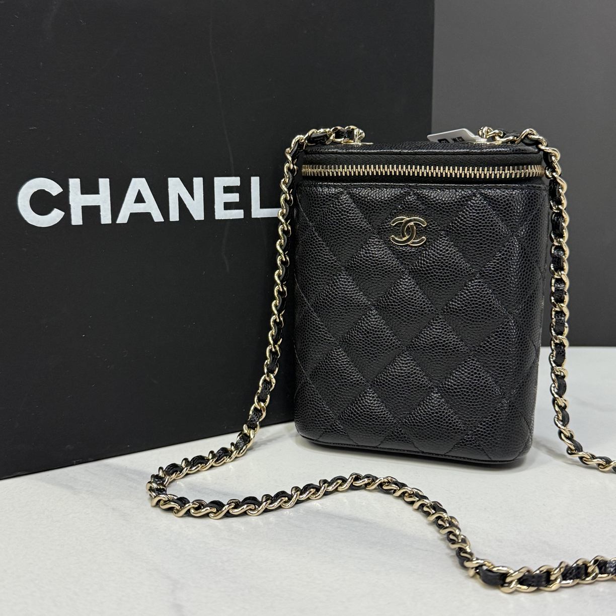 95新 Chanel/香奈儿 黑金鱼子酱小废包32开10cm/0995112501