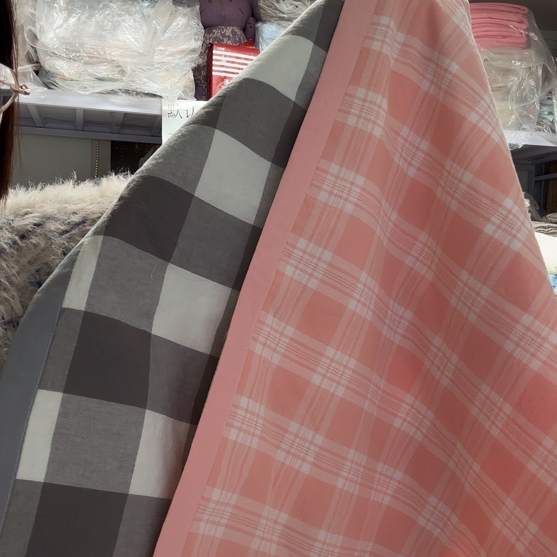 棉纯棉两条格子枕套