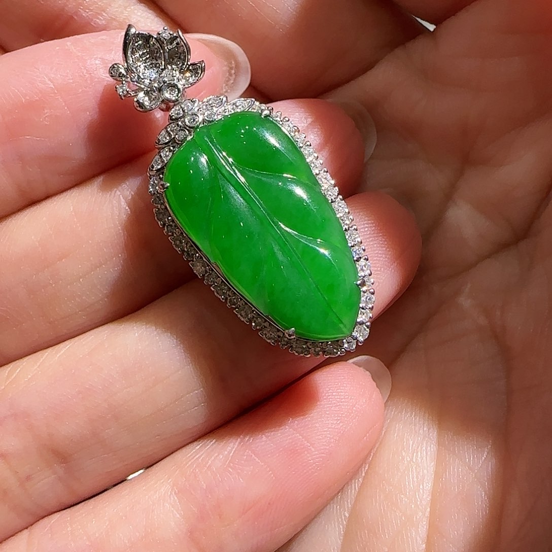 【闪购商品】颈饰18K金镶嵌翡翠你****了天然A货翡翠