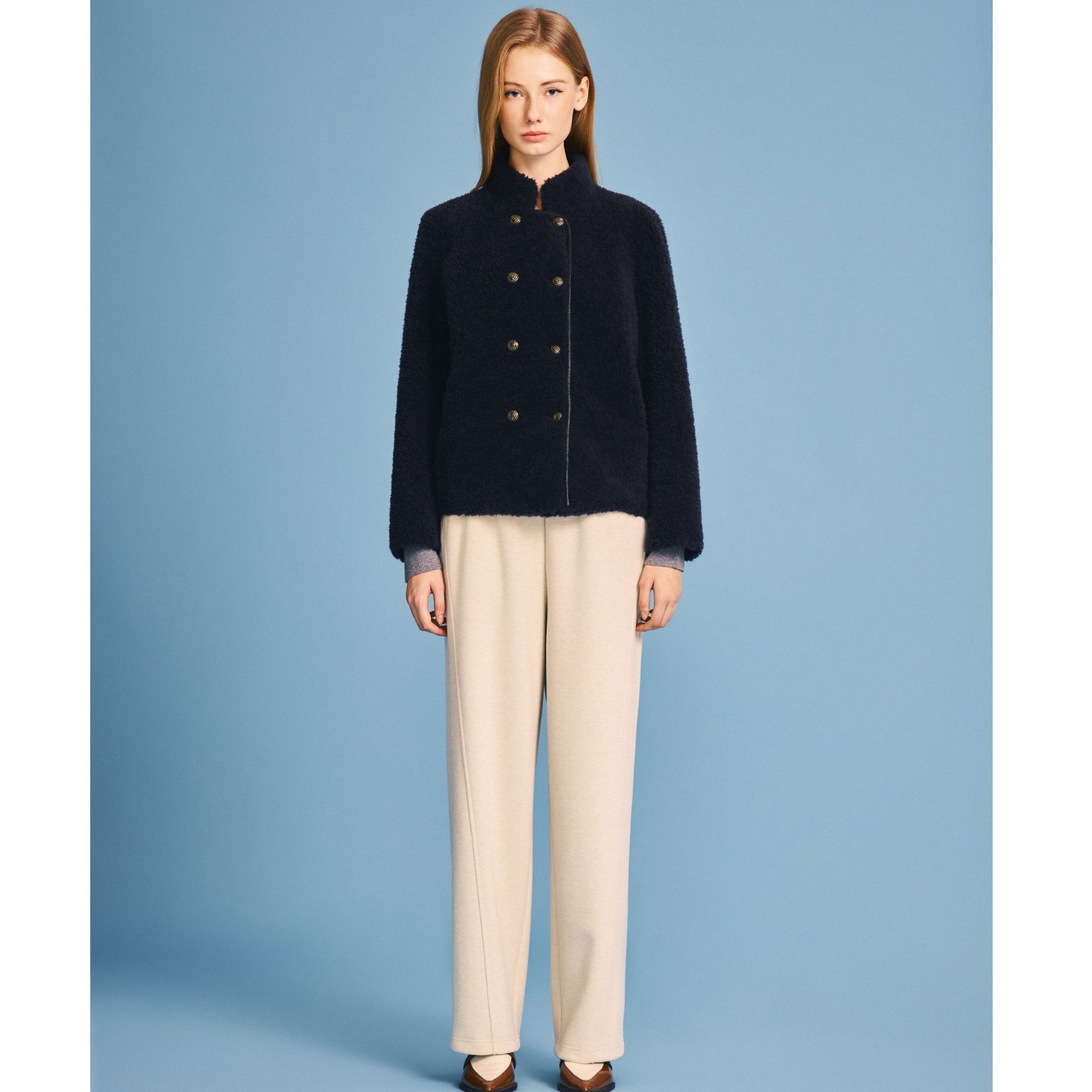 PSALTER诗篇2026年新款气质显瘦绵羊毛短款双排扣外套6C66110123