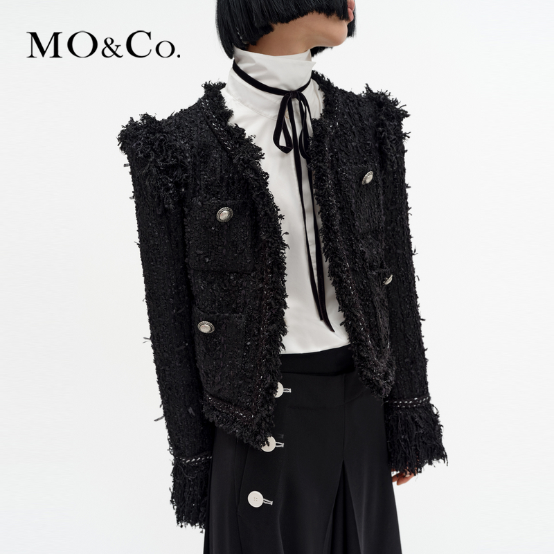 【陈大可专属】MOCO冬毛边流苏外套MBC4COT027