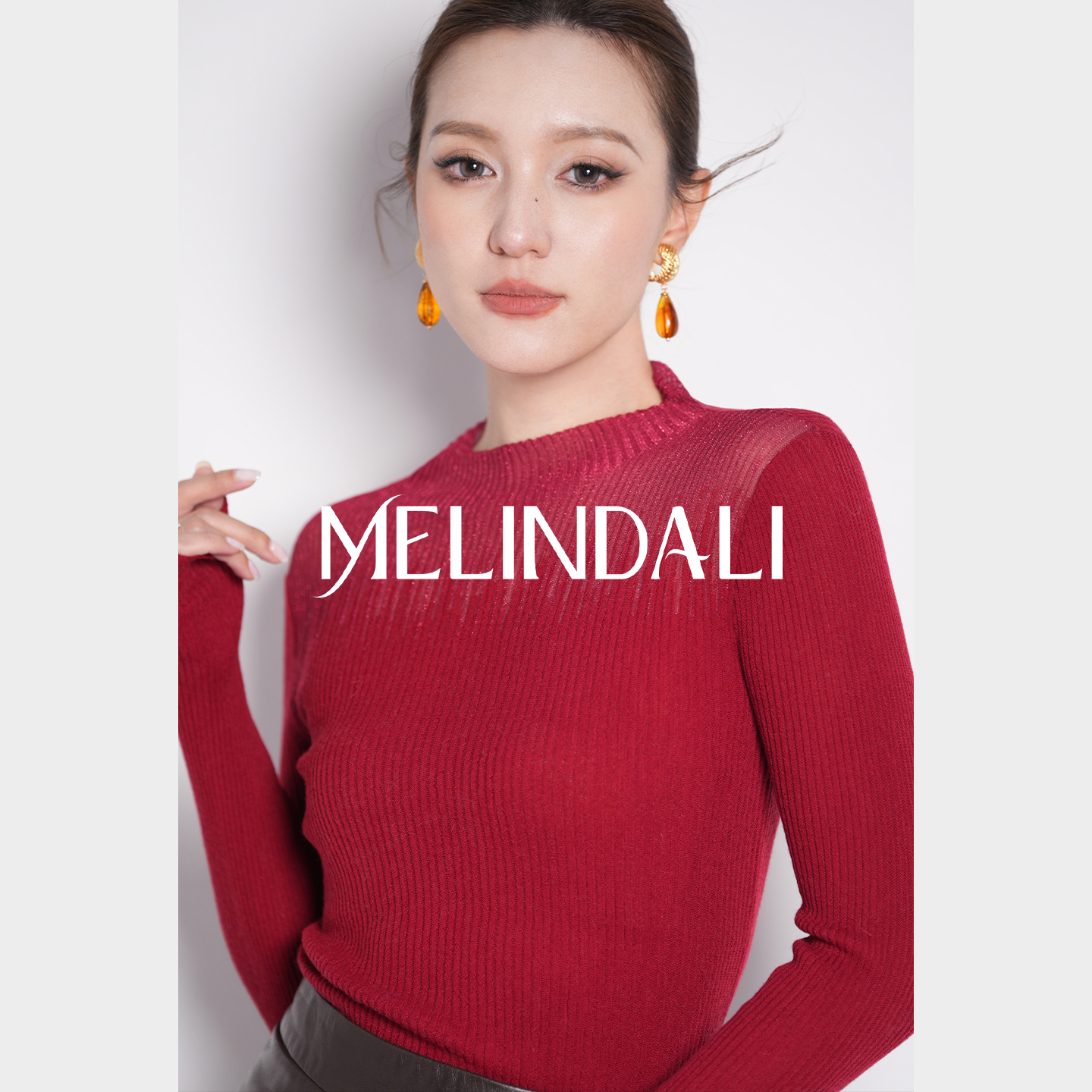 Melinda Li【魅夜千金】2/60支100绵羊毛亮丝半高领针织衫打底毛衣