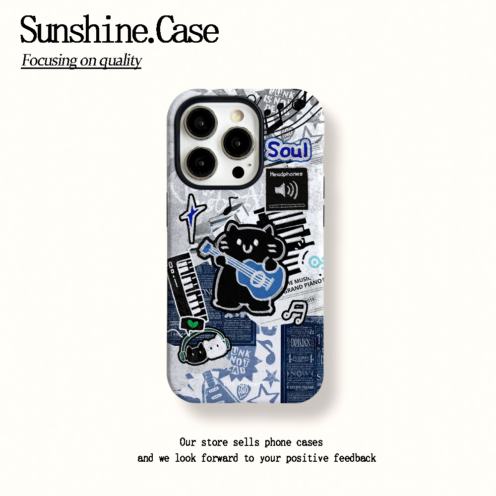 菲林二合一适用苹果华为oppo手机壳吉他小猫17PRO/16