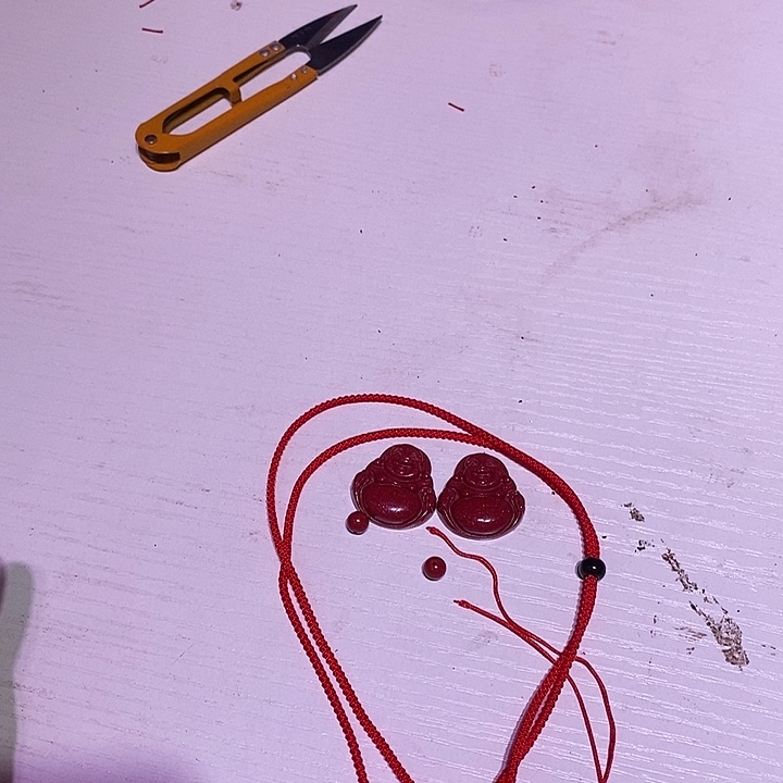 天然辰砂红晶砂佛公两套红色吊坠绳