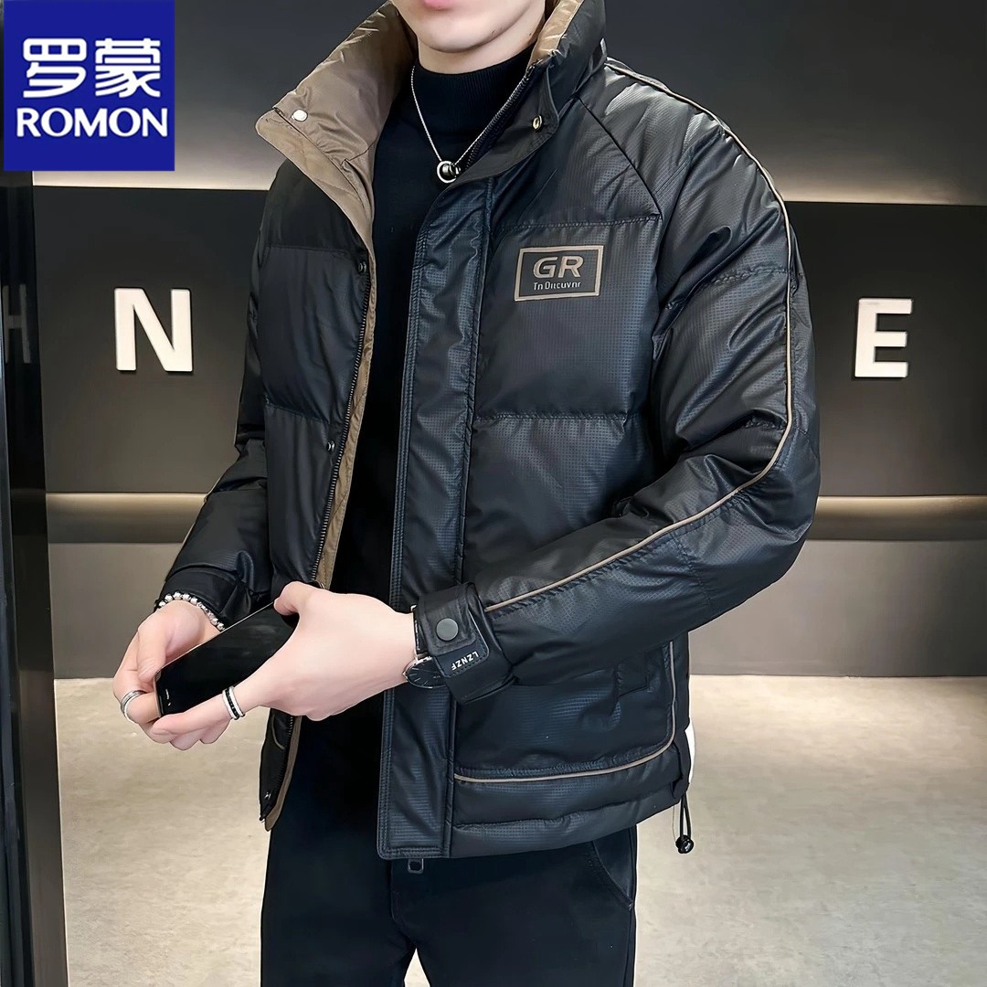 罗蒙立领羽绒服轻薄男士外套秋冬新款时尚休闲保暖高级感加厚夹克