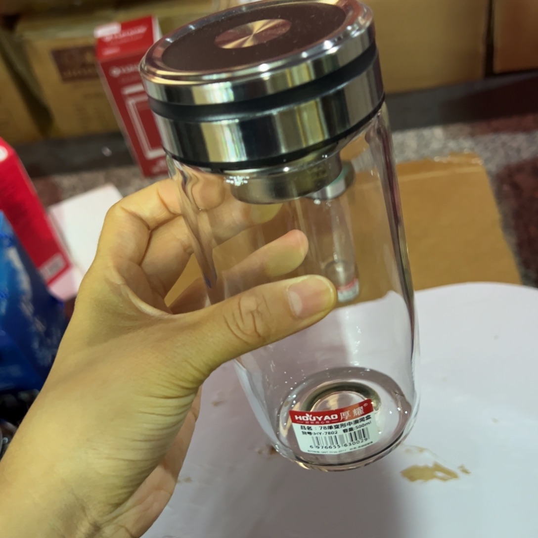 厚耀单层烫手玻璃杯500黑色玻璃呗