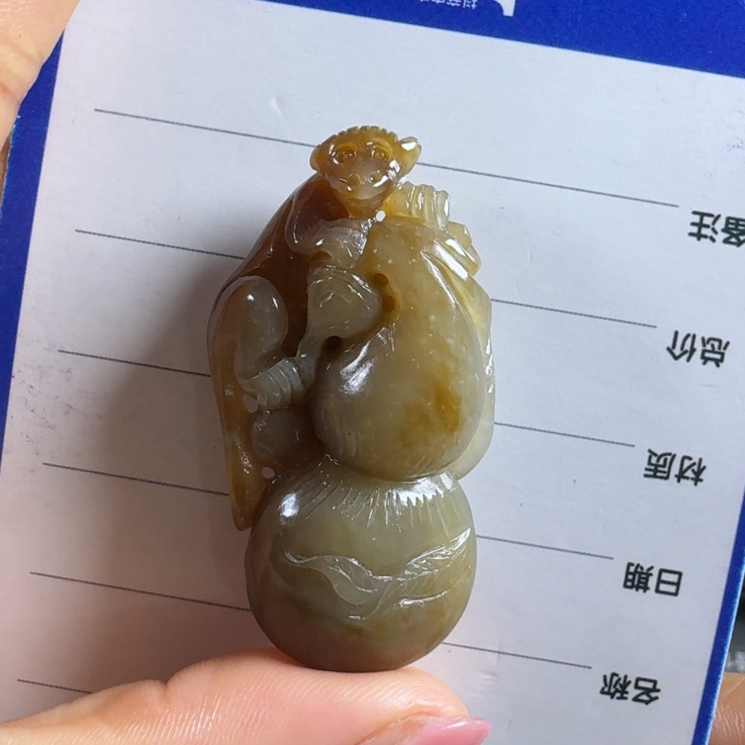 和田玉挂件未镶嵌发财猴