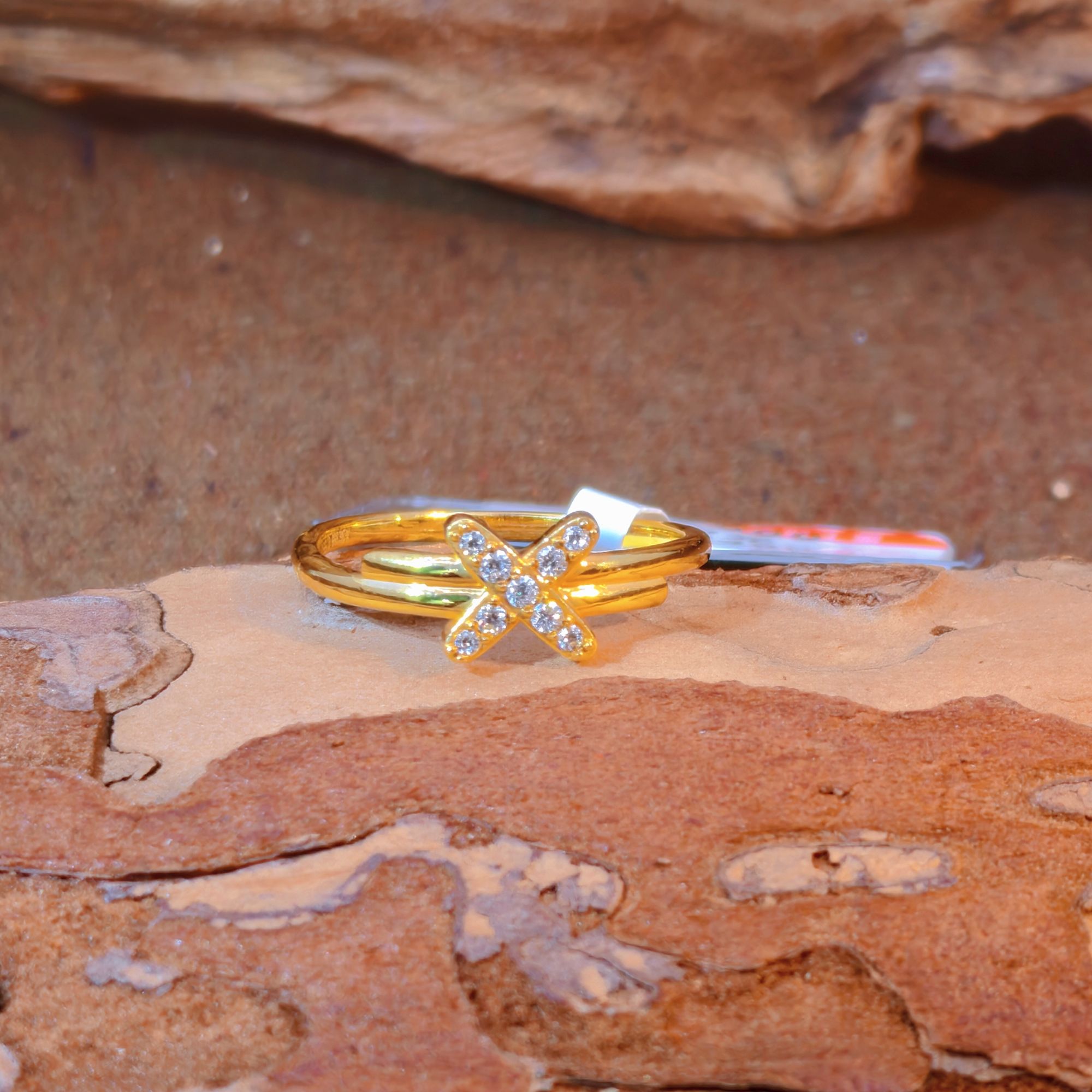 【菲菲专享】足金999 点钻交叉戒指 6D工艺 双11大促