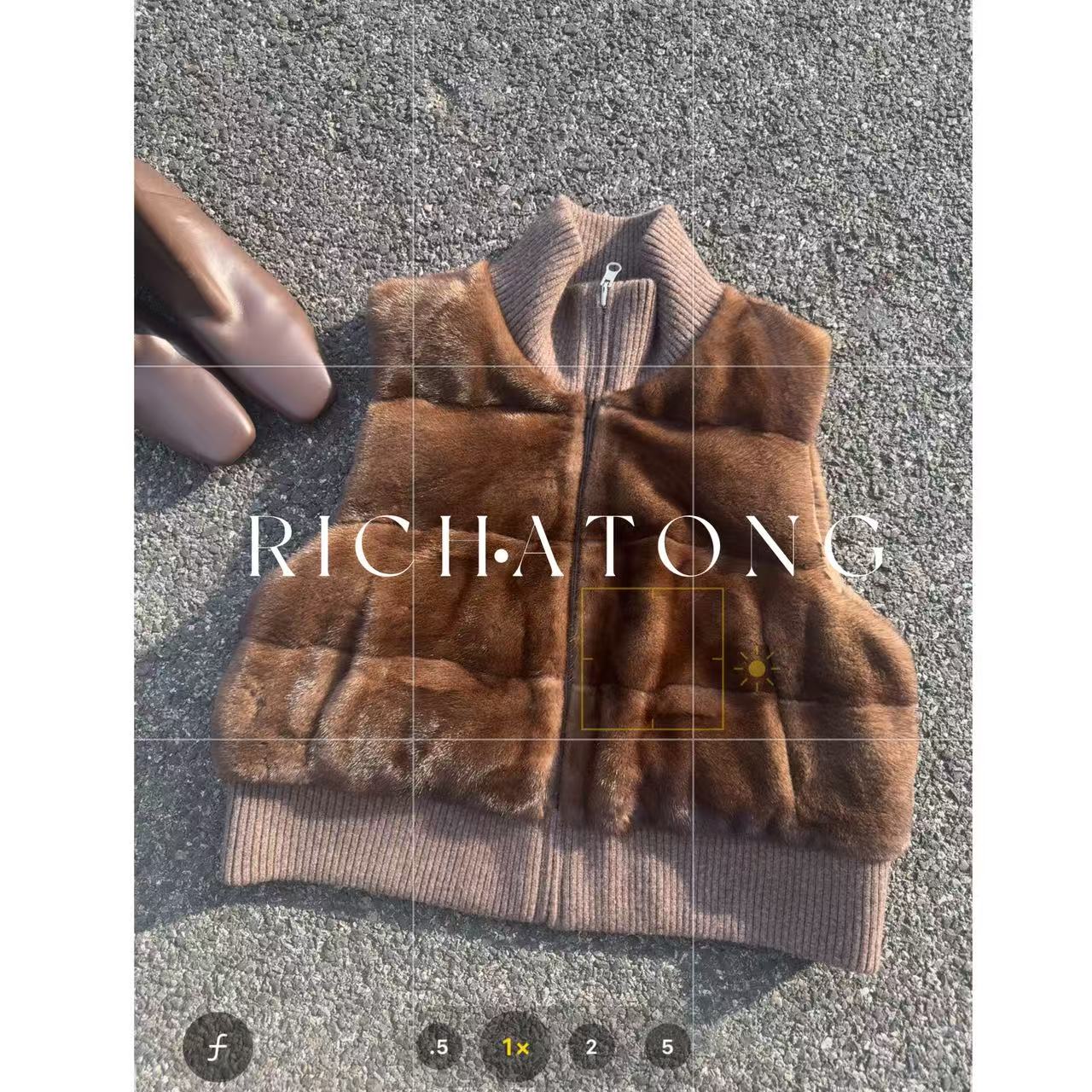 RICH ATONG.-【横排水貂】- 拼接款横排90白鹅绒水貂马甲1201-08