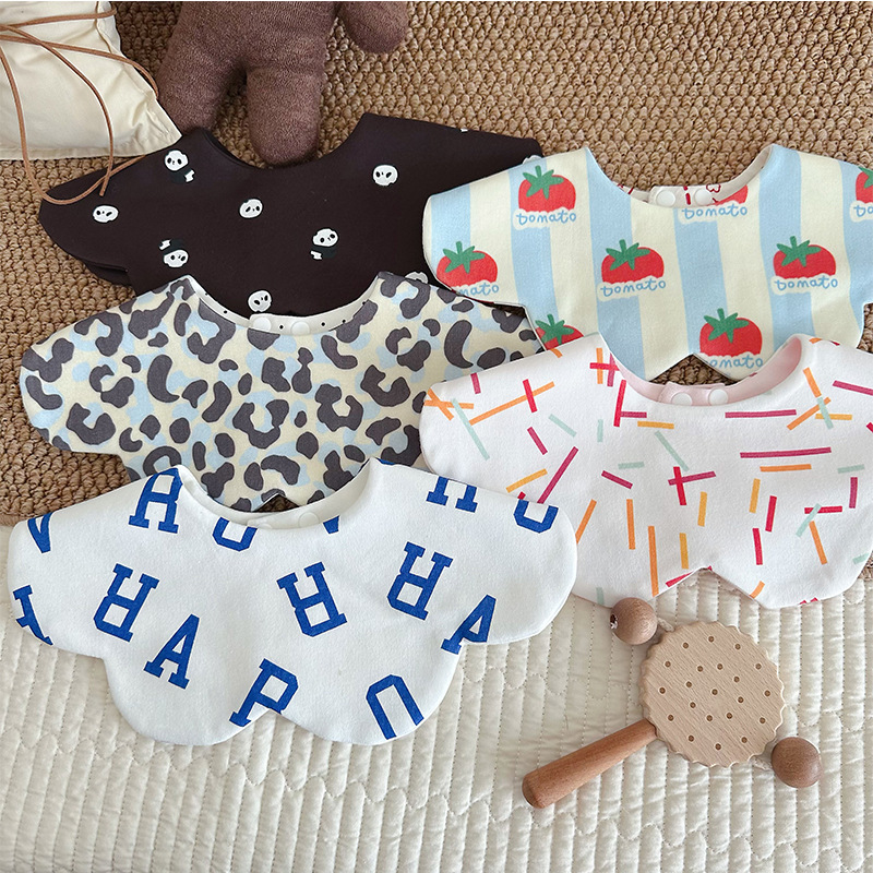 ins韩版新款婴儿口水巾围嘴双面纯棉宝宝新生儿花瓣围兜百搭围嘴