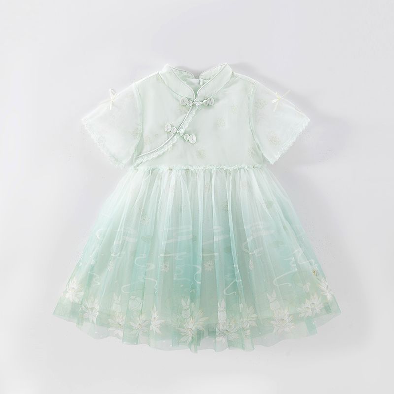 唐机豆豆女童连衣裙公主裙反季清仓公主洋气裙子儿童新中式仙女裙