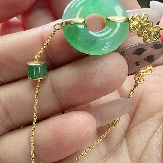 翡翠手链未镶嵌往***@天然缅甸A货翡翠