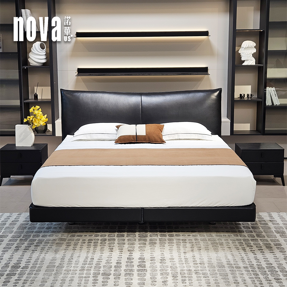 全青皮意式轻奢真皮床香奈儿床店铺销量榜第一名婚床主卧大床