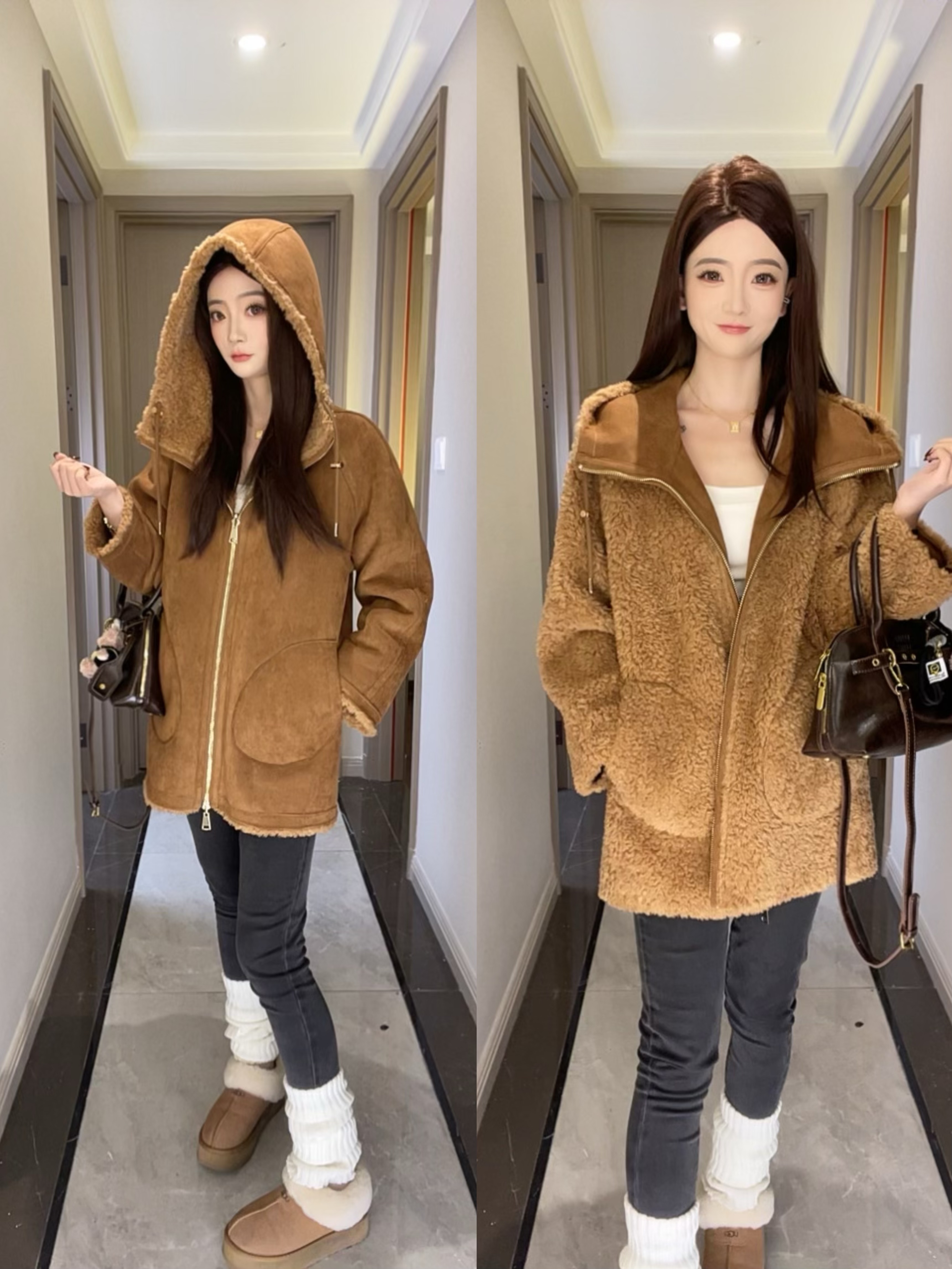 【月月专属】露思同款羊毛颗粒绒外套羊筋绒两面穿冬季新款85097