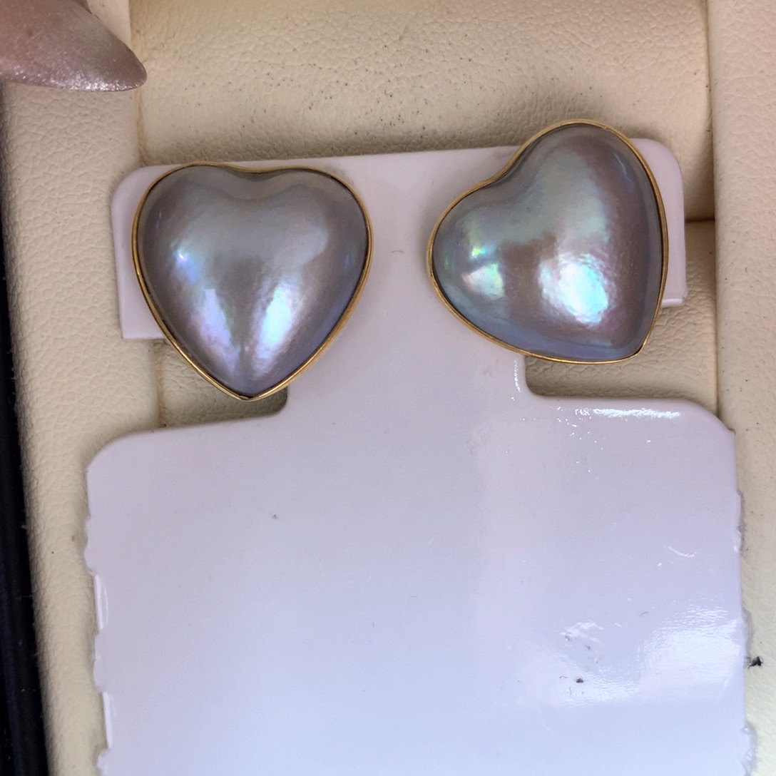 拼合珍珠（马贝珠）耳饰银S925镶嵌