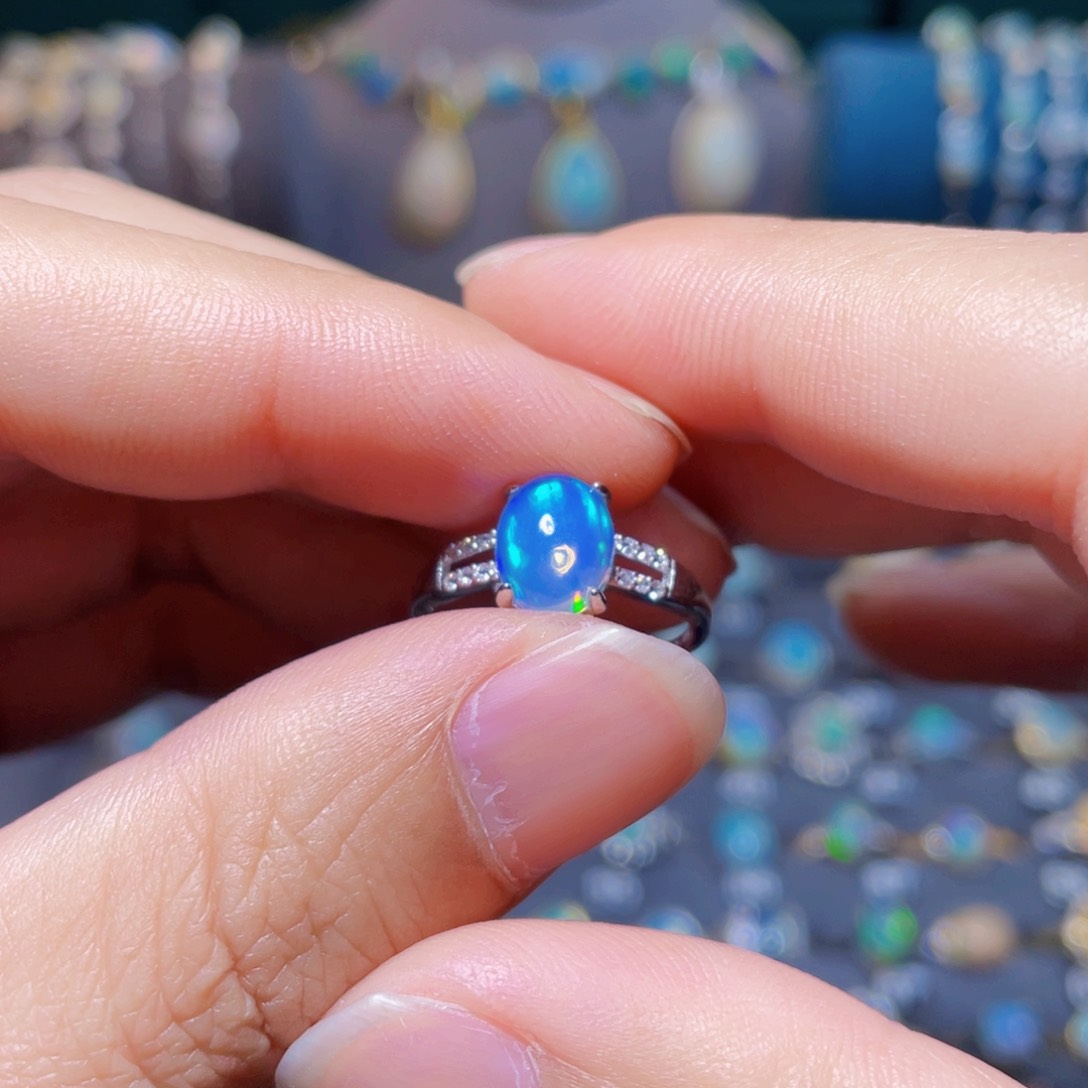 欧泊戒指）银S925镶嵌