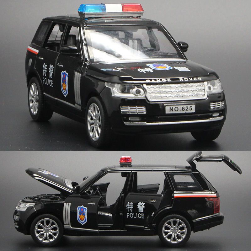 1-3岁揽胜警车玩具模型合金灯光音乐回力六开门豪车越野