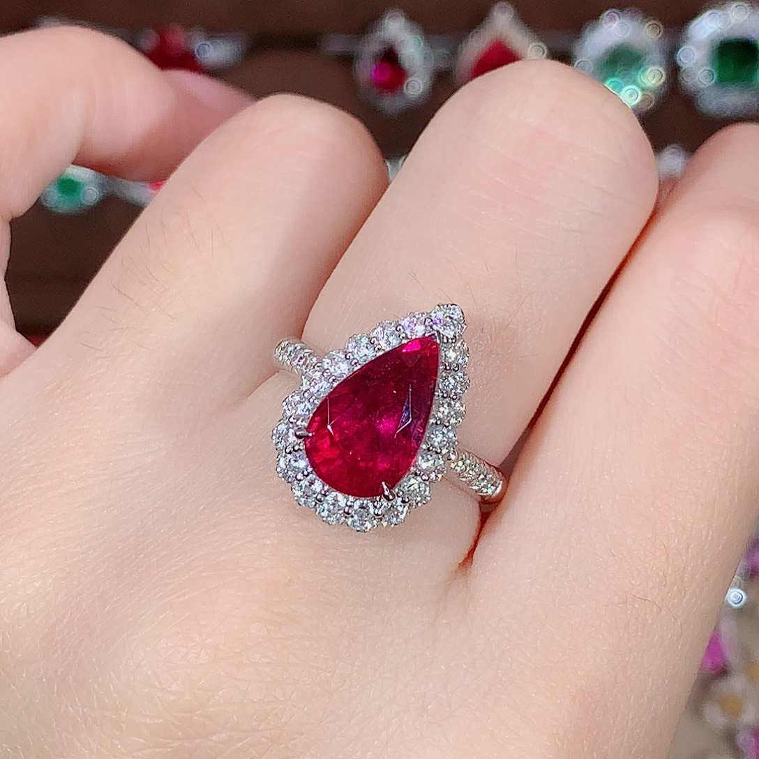 18K金镶嵌戒指碧玺3.73ct/天然宝石/七天无理由