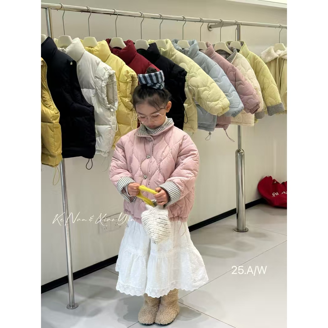 HANBAN-女童棉服秋冬款2025-新款洋气儿童棉服百搭面包款棉服
