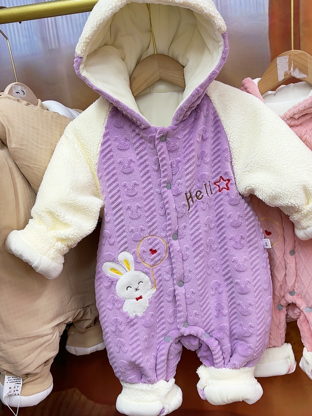 （双面绒加棉）宝宝婴儿连体衣爬服加厚加棉外出服秋冬款外套衣服