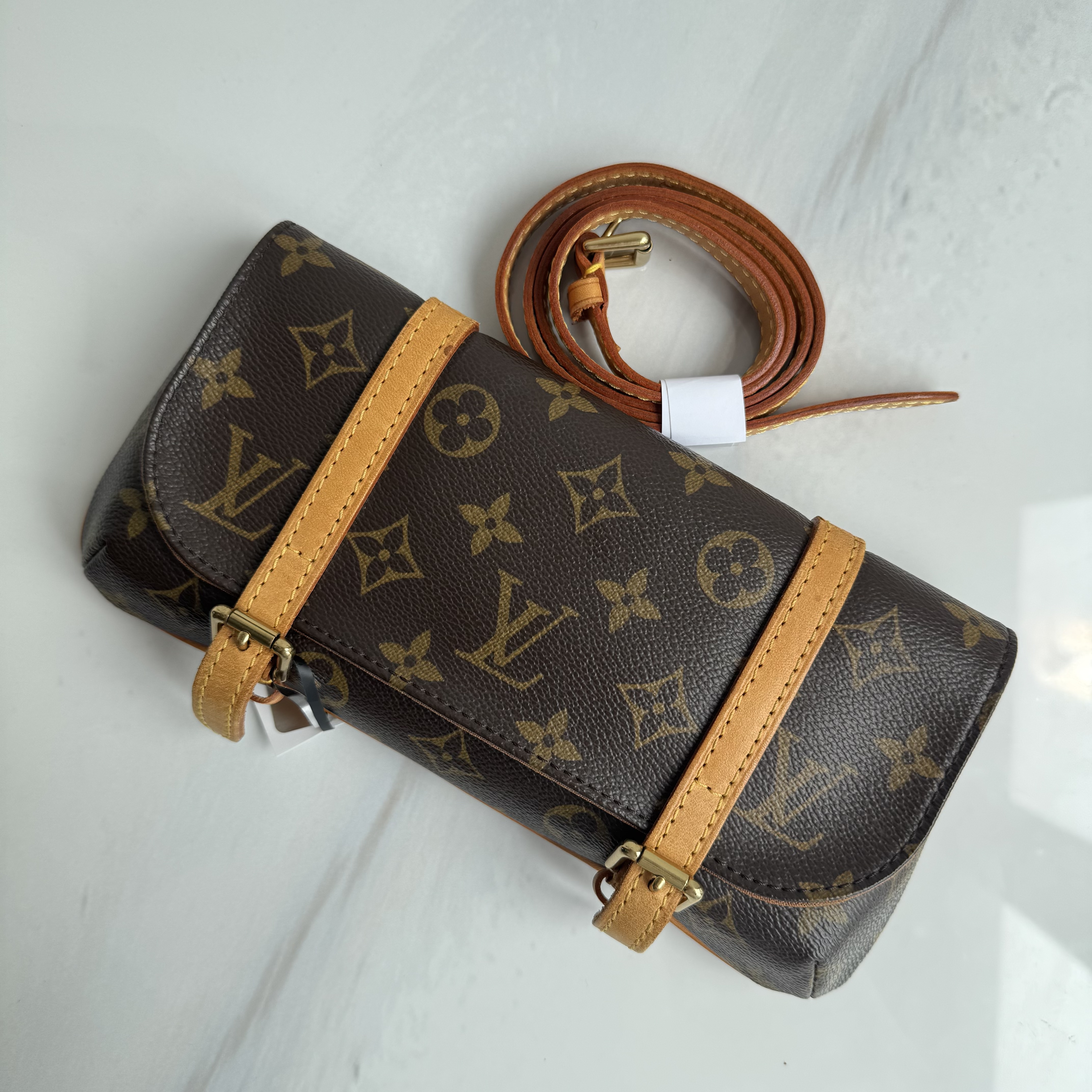 99新 LouisVuitton/路易威登 小号经典老花涂层帆布腰包单肩包