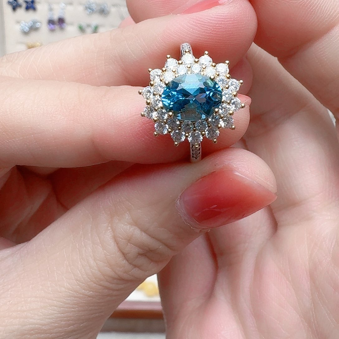 托帕石戒指银S925镶嵌戒指154