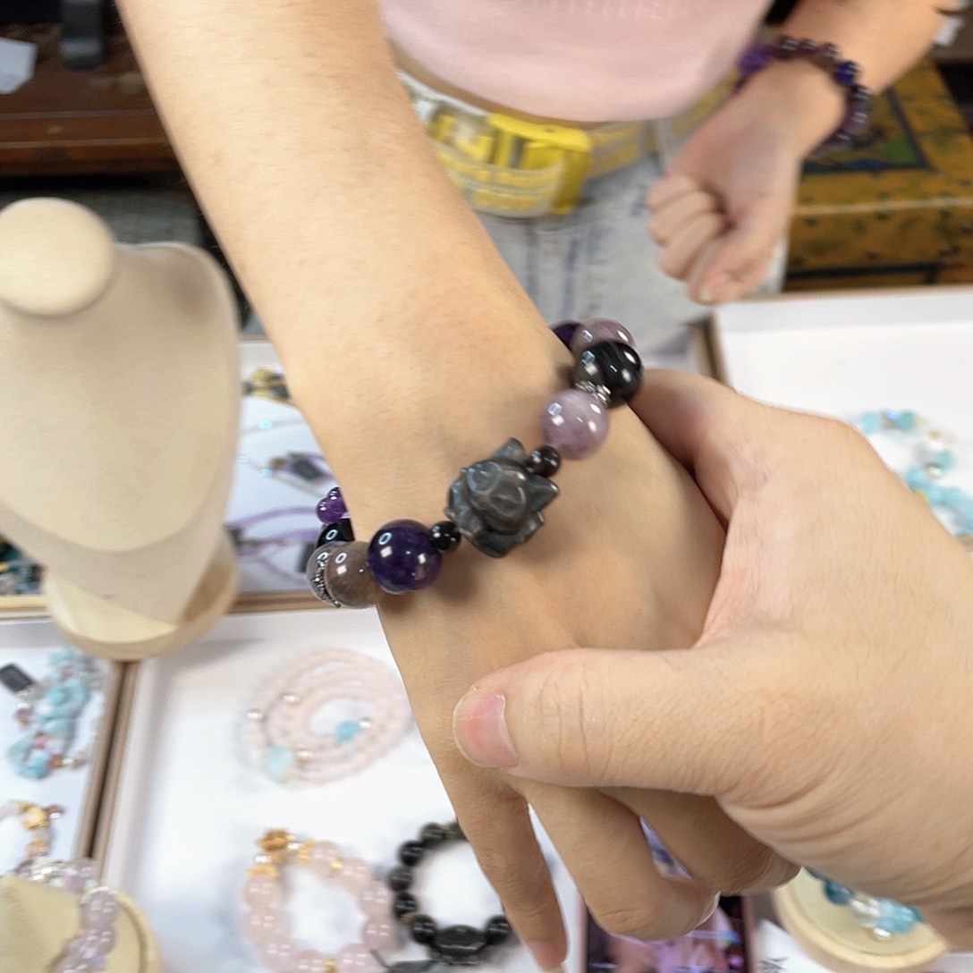 水晶手链银S925镀金镶嵌