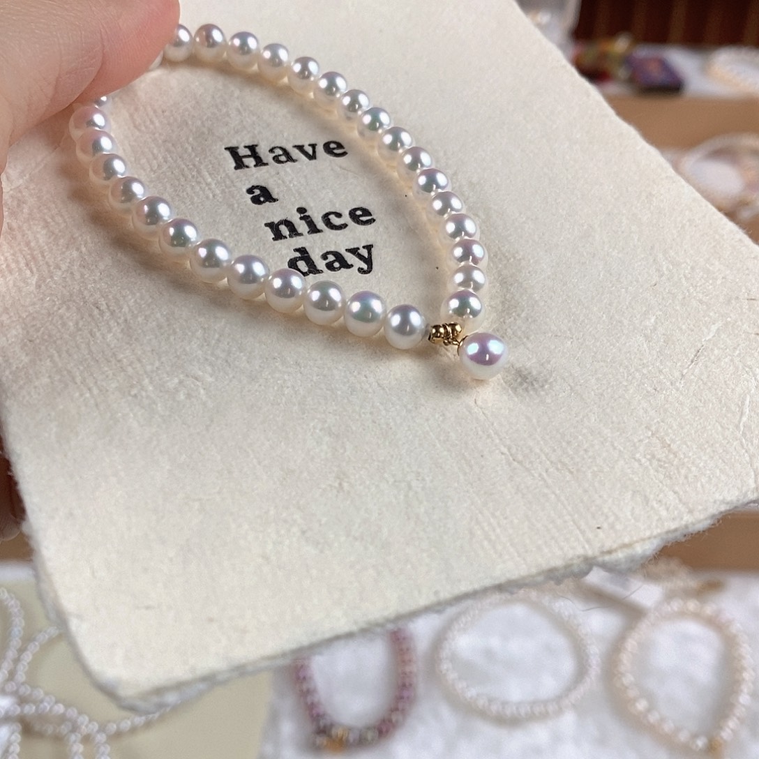 淡水珍珠18K金镶嵌手绳