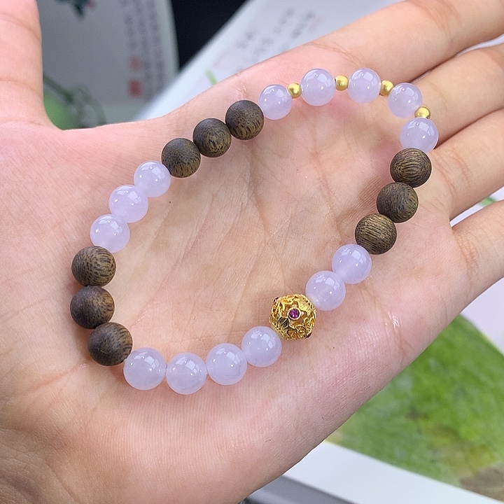 手链翡翠未镶嵌福利翡翠浅粉沉精品手串