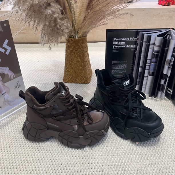 623-32玛莎玛索冬季新款高帮圆头系带厚绒厚底防滑大棉老爹鞋