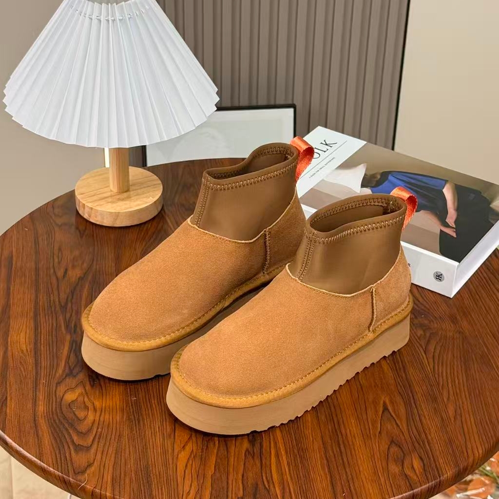 【弹力靴】真皮毛新款冬季女士雪地靴厚底经典时尚加绒保暖显瘦