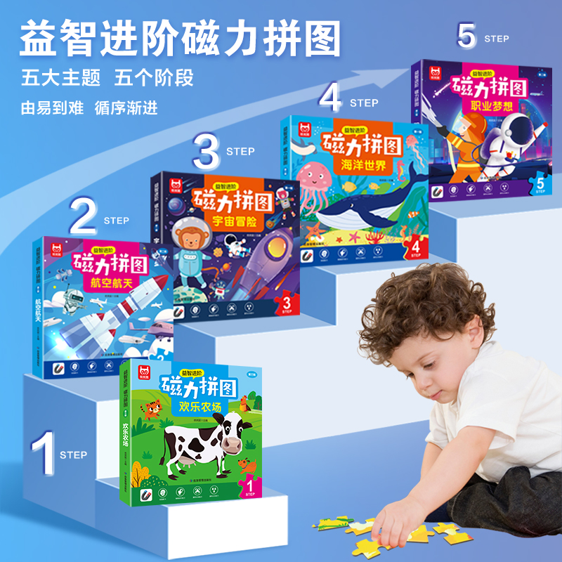 益智进阶磁力拼图【1-5阶由易到难】2-8岁宝宝益智玩具