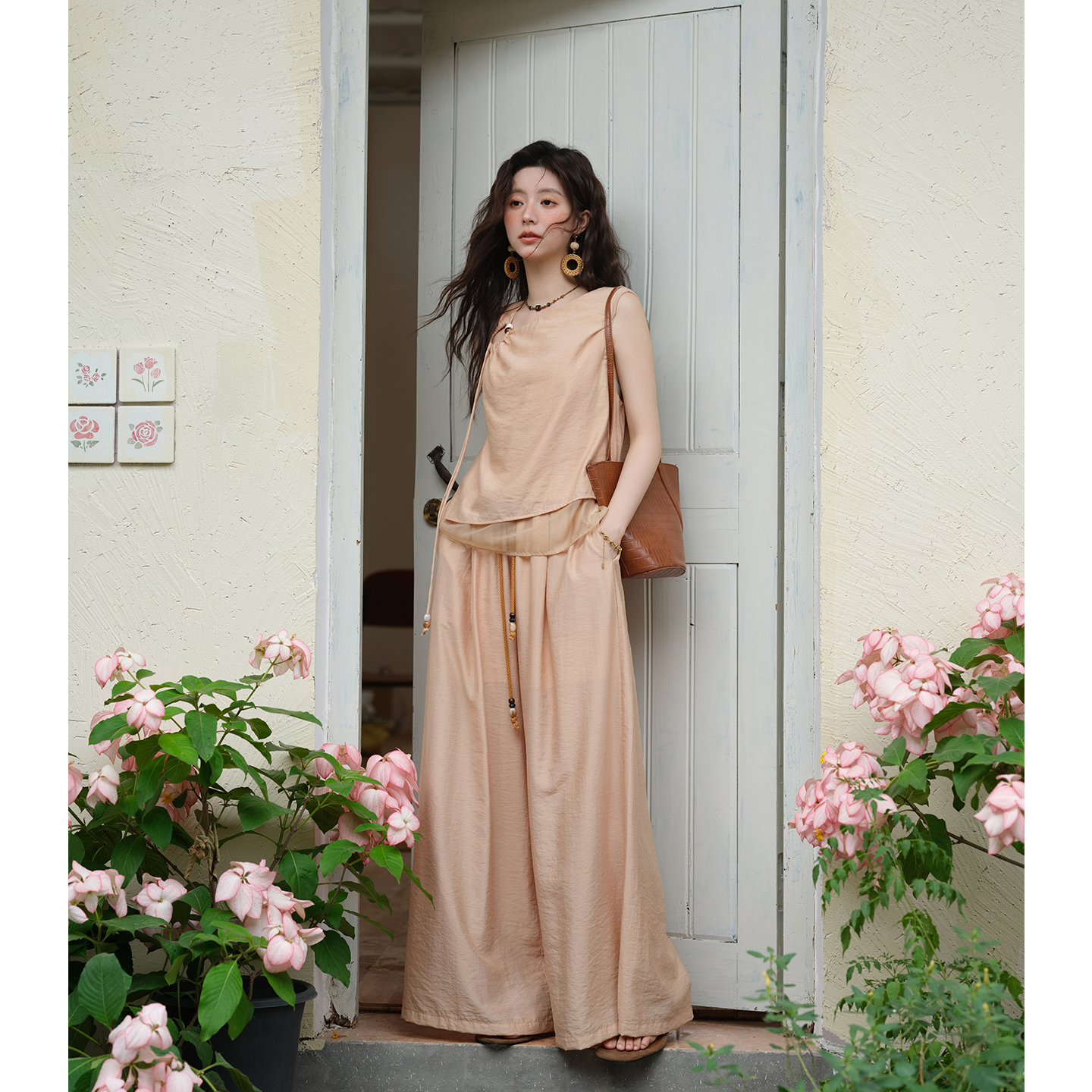 【晓薇专属】谜秀新中式国风衬衫裤子两件套装复古MXE37T0652