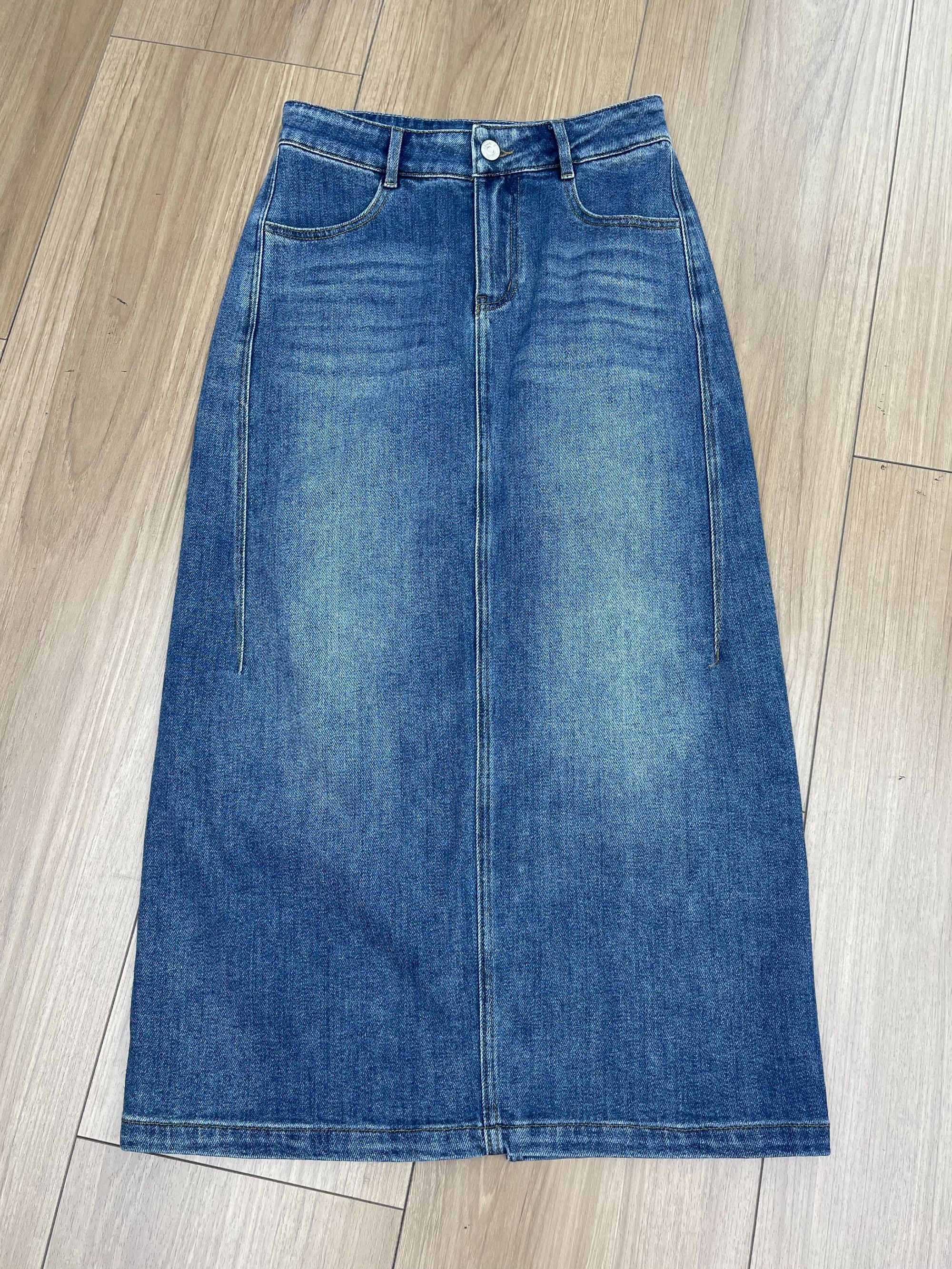 【元旦福利款】复古百搭时尚显瘦牛仔长款半身裙6009