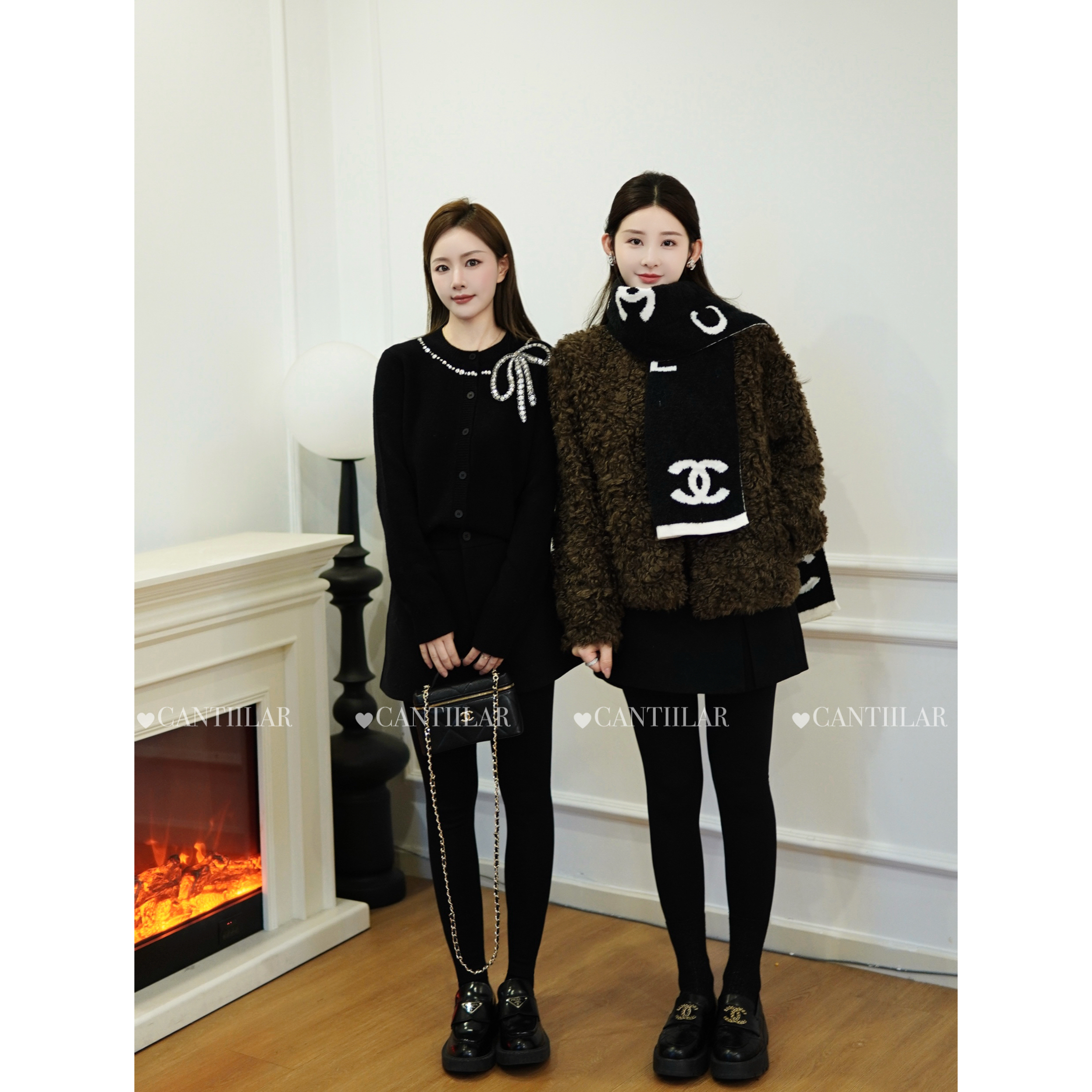 CANTIILAR “卓卓千金”100%羊毛重工蝴蝶结钉珠开衫 25110   