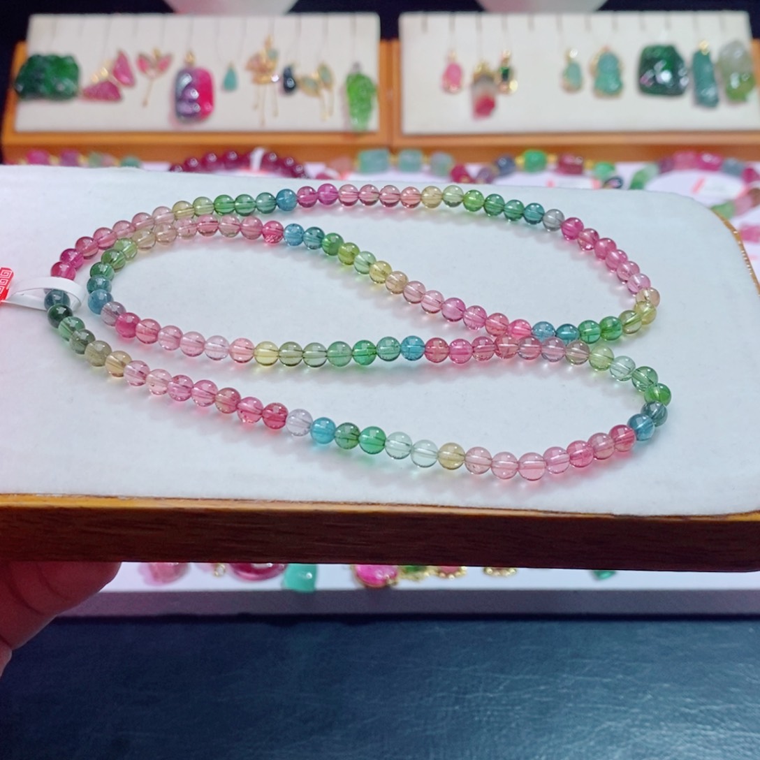 碧玺m未镶嵌碧玺彩虹多圈手链