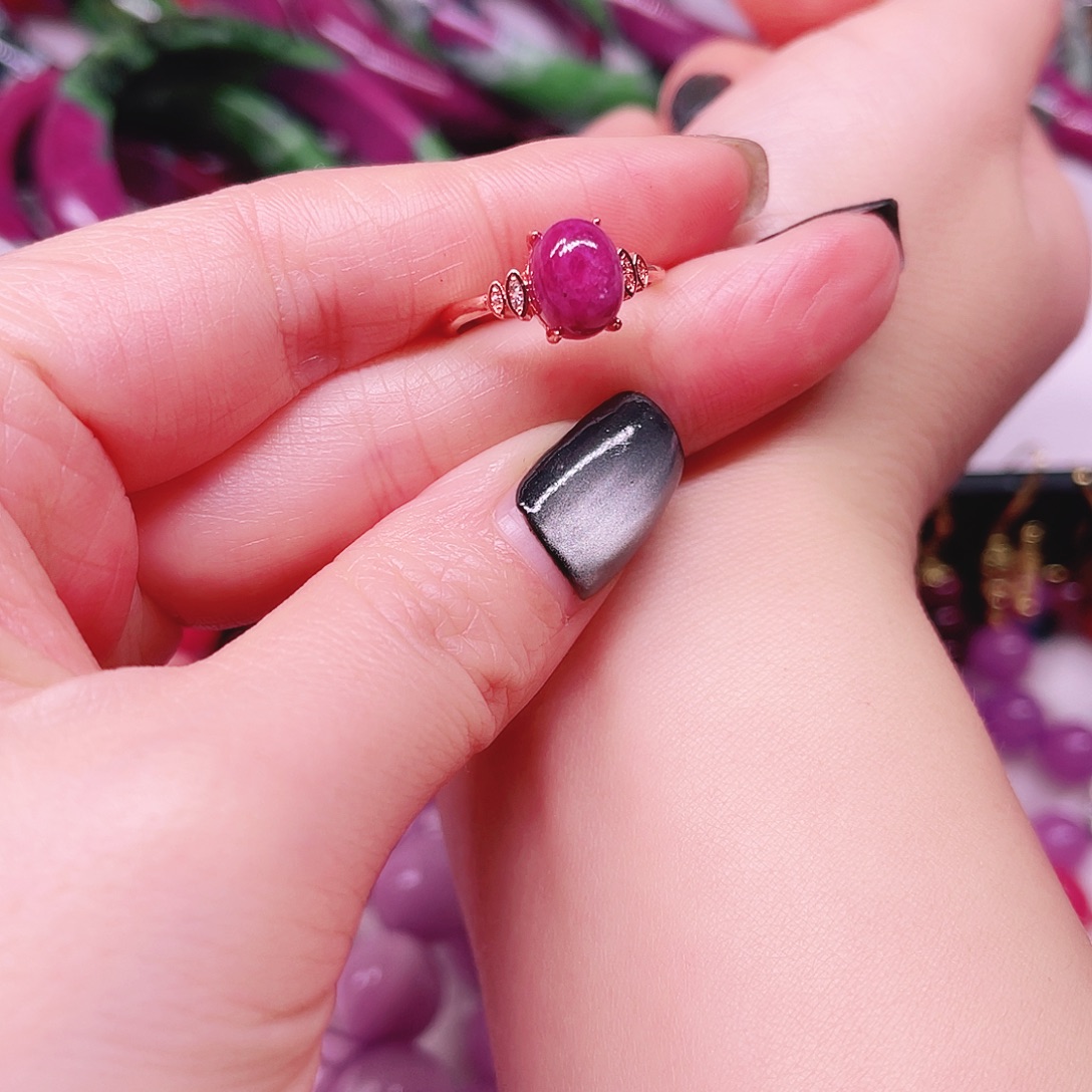 红宝石戒指银S925镶嵌