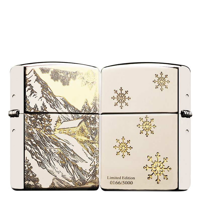 ZIPPO/之宝打火机镀铬双色盔甲【雪山小屋】原装正品煤油机DYJ1