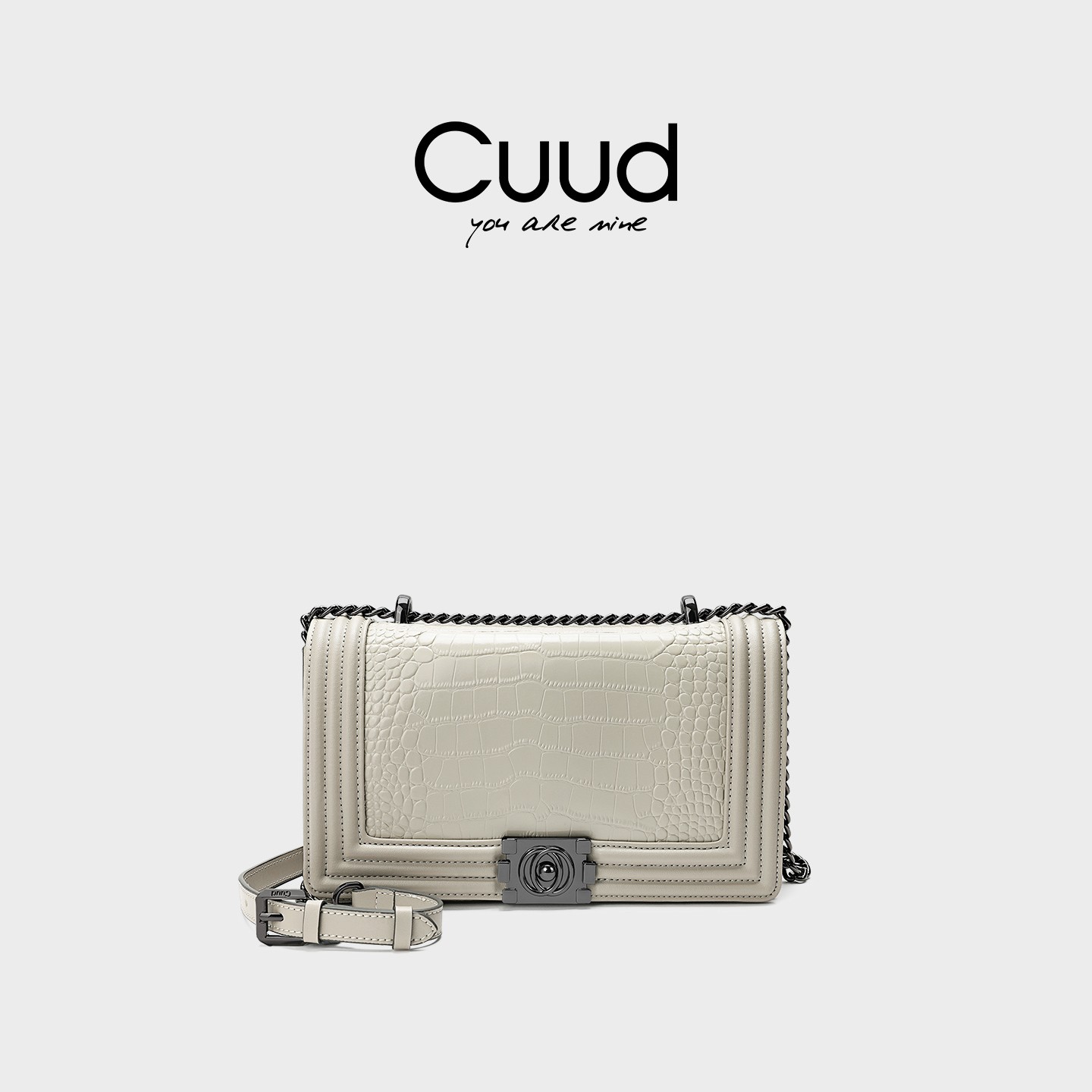 Cuud轻奢时尚白色小方包2025新款高级感包包设计感小众斜挎包