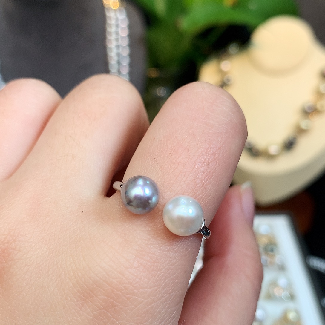 戒指银S925镶嵌海水珍珠