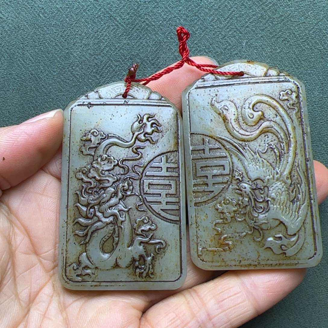 和田玉未镶嵌把件传*