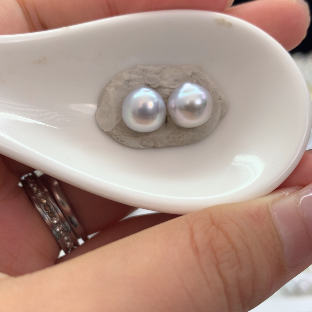 海水珍珠未镶嵌近圆对珠8.9