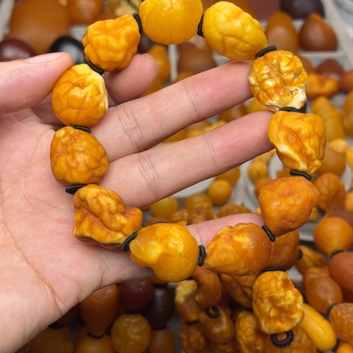 琥珀未镶嵌裸石天然蜜蜡手串